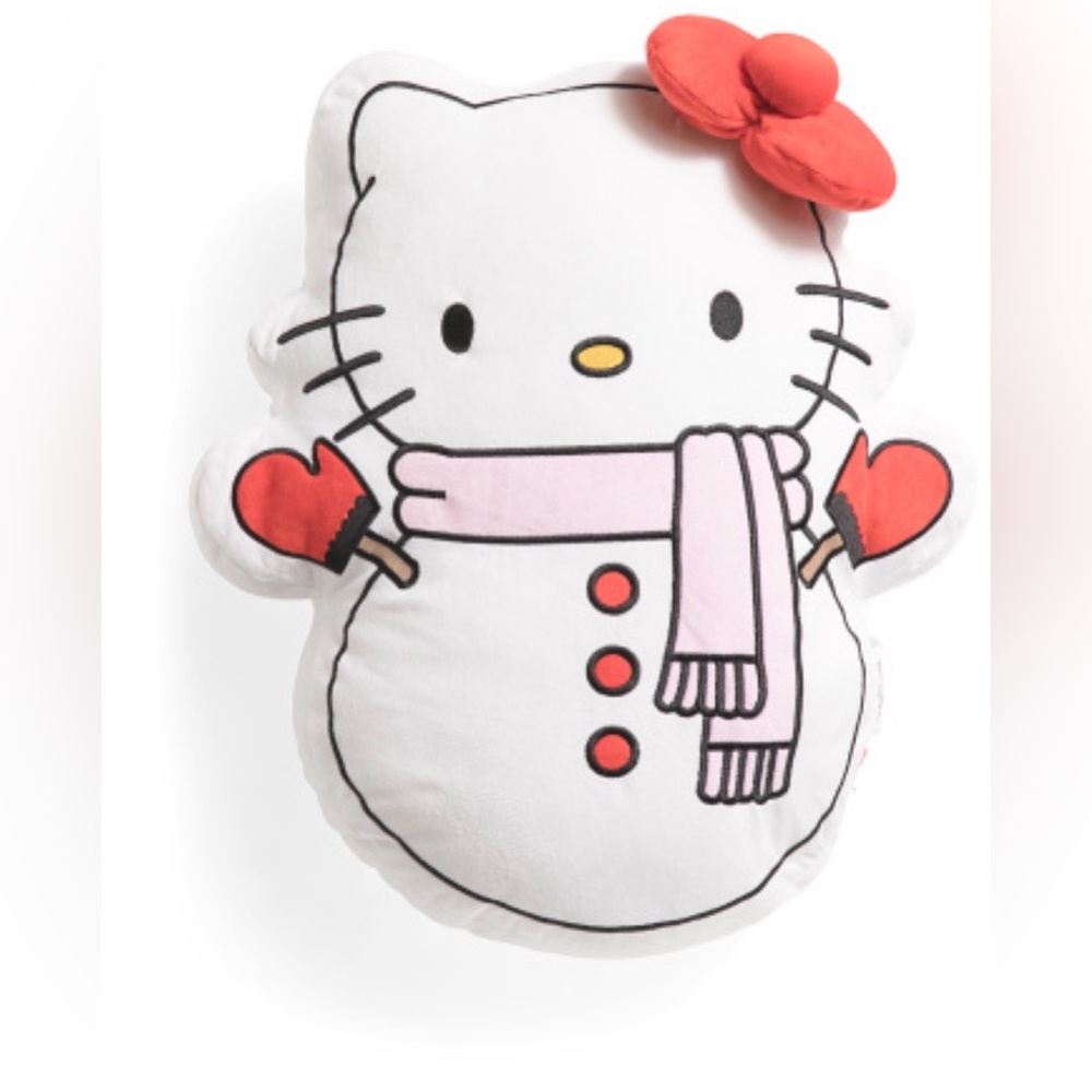 Hello Kitty Character Shaped Decorative Pillow-Snowman Theme NWT